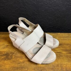 Sorel Womens Sandals Wedge Platform Beige Leather Ankle Strap Size 8.5